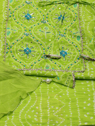 Neck Embroidered Cotton Unstitched Suit Piece With Dupatta