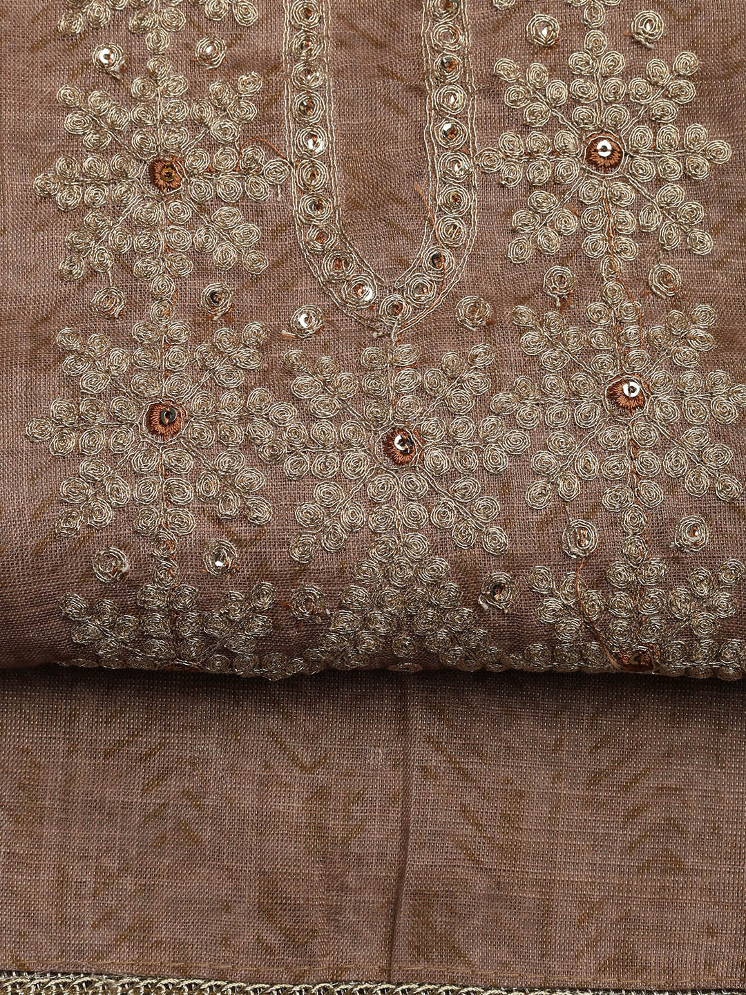 Neck Embroidery Chanderi Unstitched Suit With Dupatta