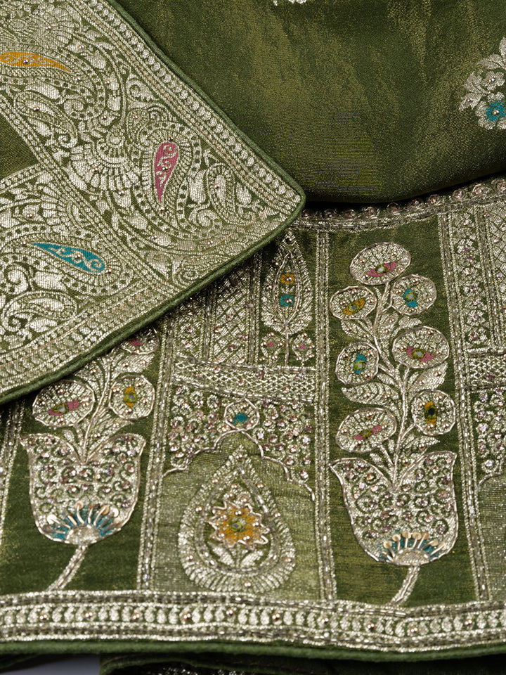 Woven Tissue Unstitched Suit Piece With Dupatta