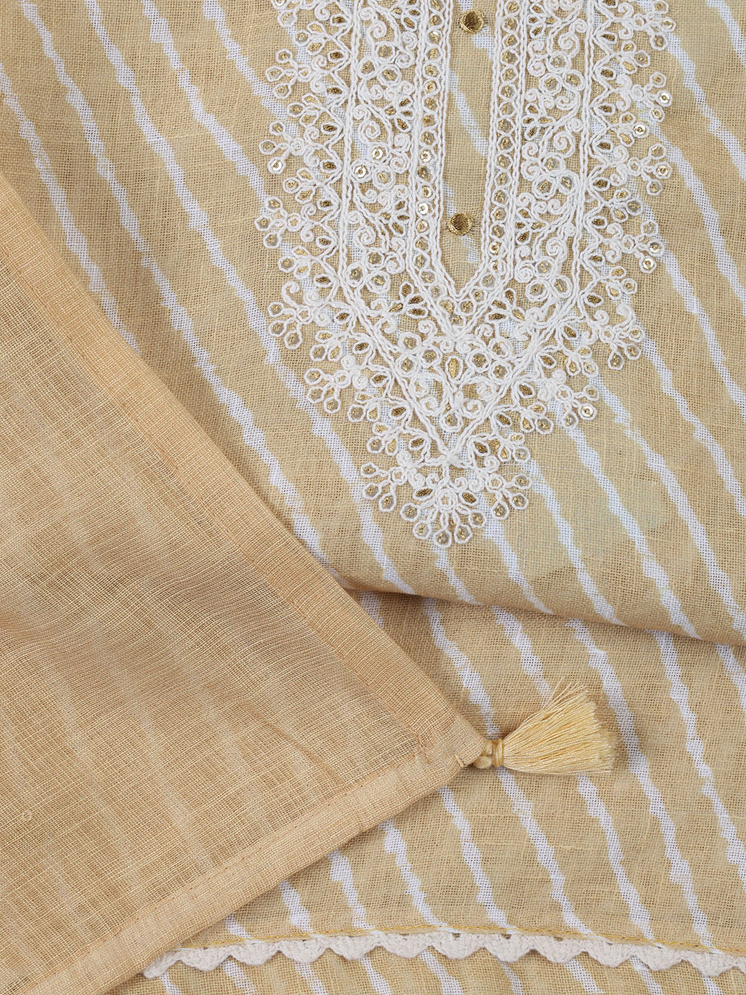 Floral Printed Linen Unstitched Suit With Dupatta