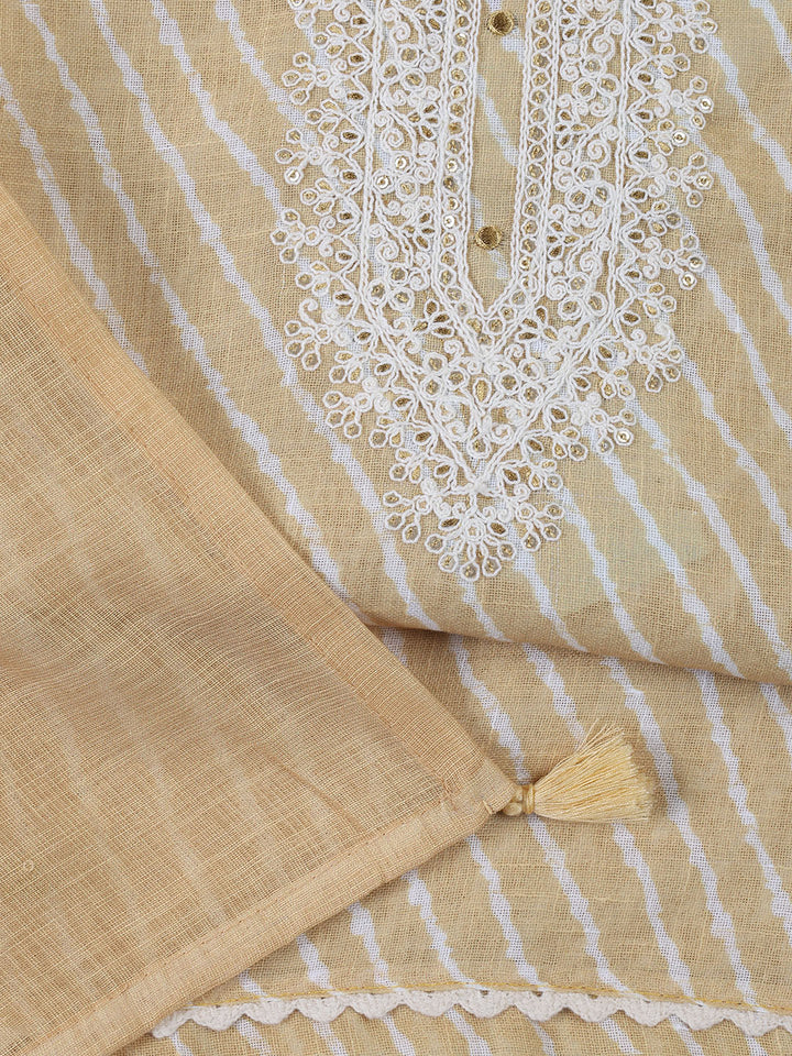 Floral Printed Linen Unstitched Suit With Dupatta