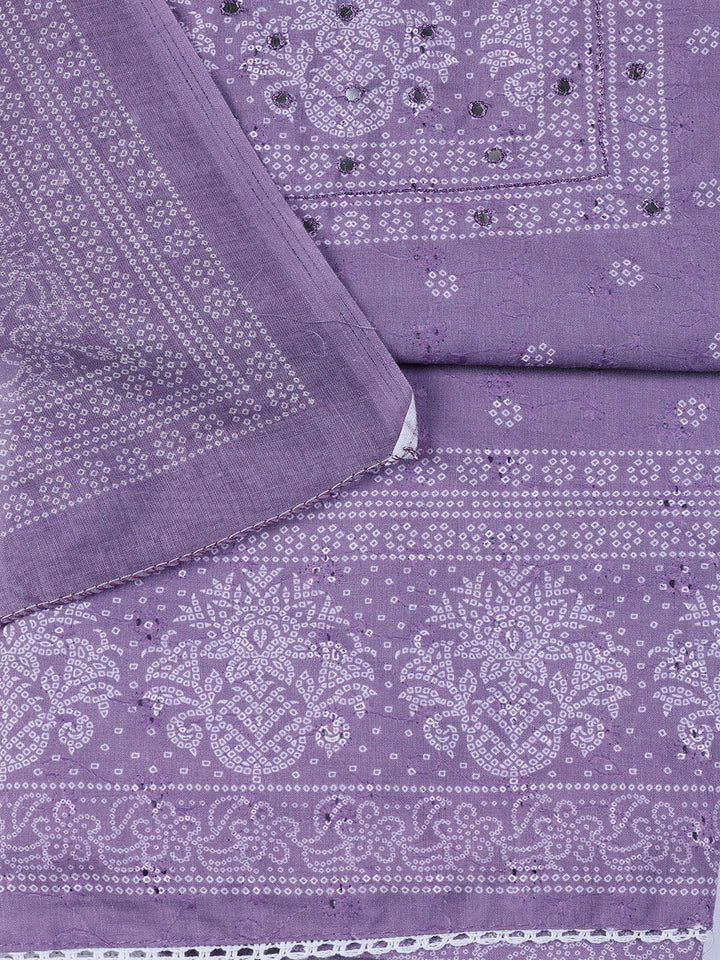 Neck Work Cotton Blend Unstitched Suit With Dupatta