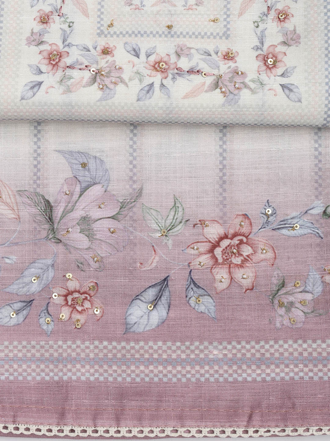 Printed Linen Unstitched Suit Piece With Dupatta