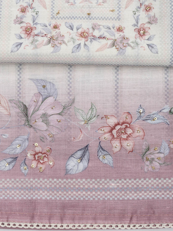 Printed Linen Unstitched Suit Piece With Dupatta