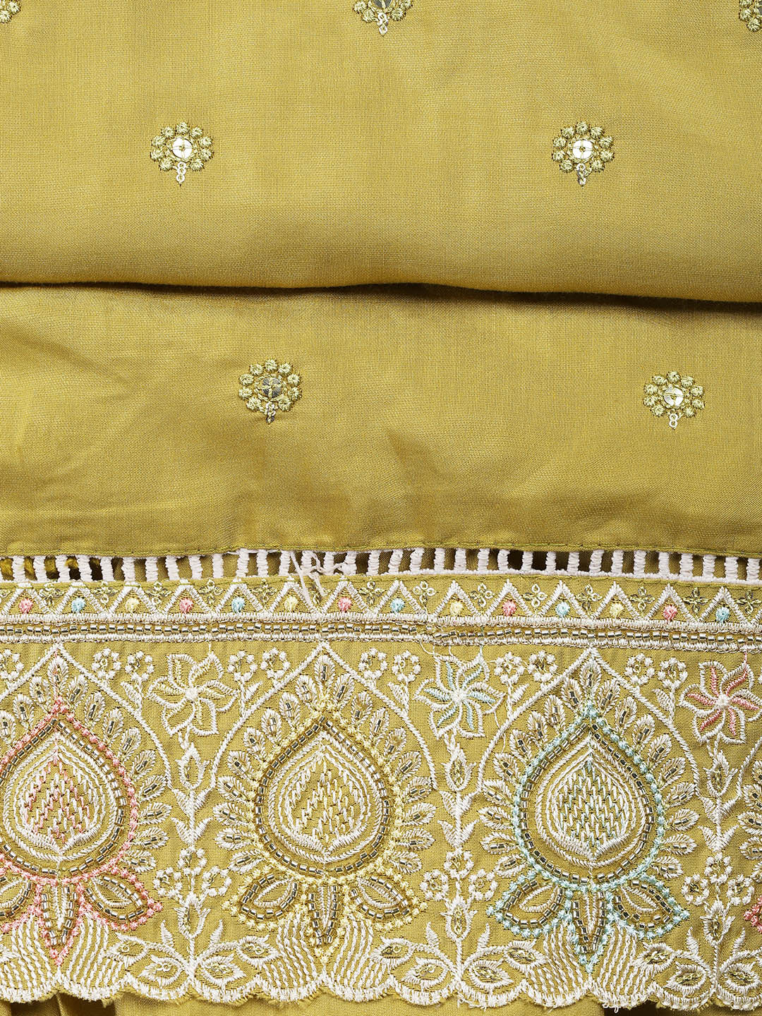 Embroidered Chanderi Unstitched Suit Piece With Dupatta