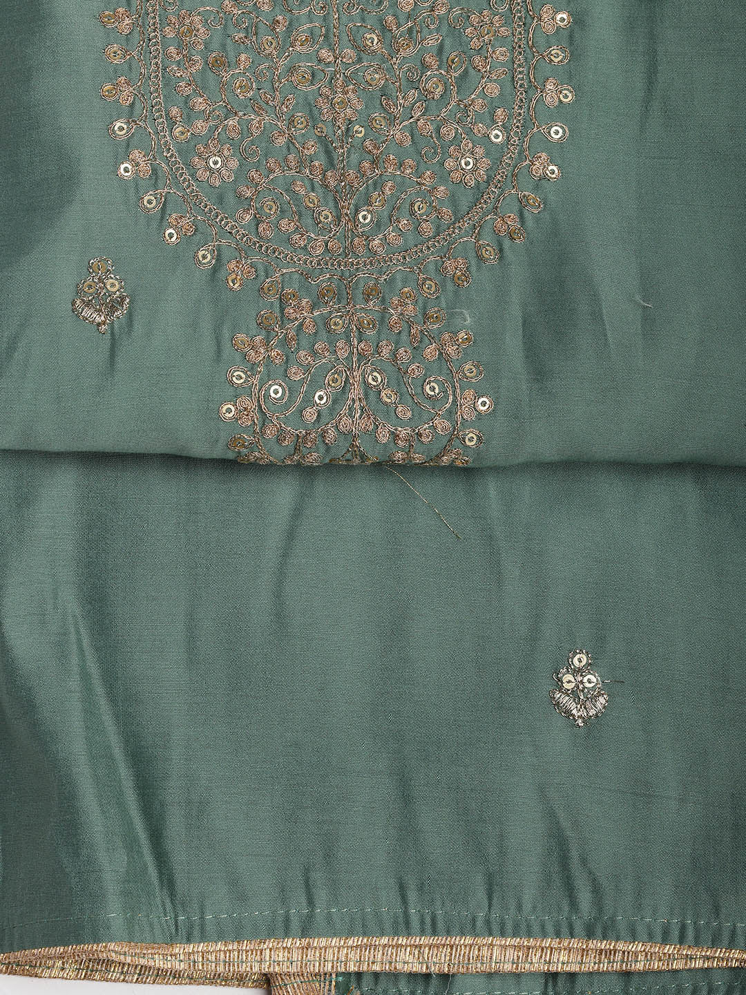 Embroidered Chanderi Unstitched Suit Piece With Dupatta