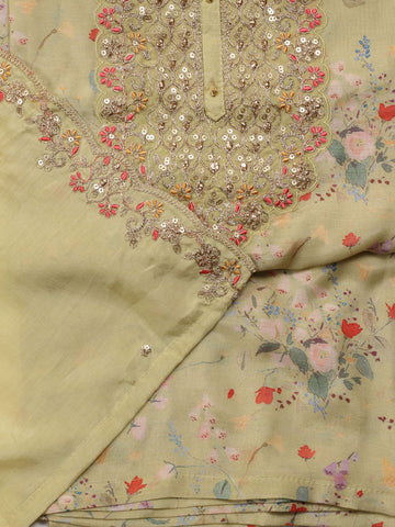 Neck Embroidered Muslin Unstitched Suit With Dupatta