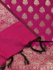 Woven Banarasi Chanderi Unstitched Suit With Dupatta