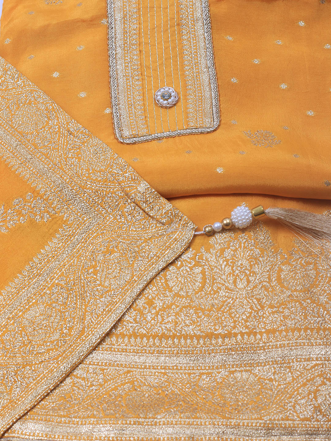 Embroidery Chanderi Unstitched Suit With Dupatta