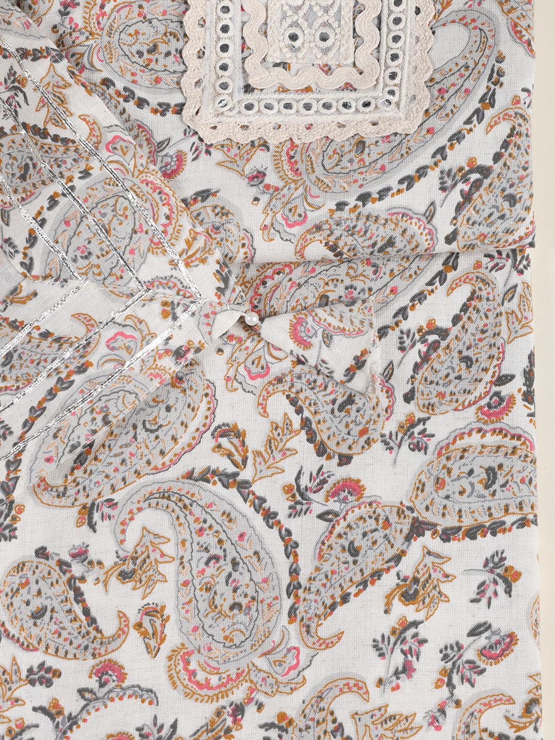 Neck Embroidered Chanderi Unstitched Suit Piece With Dupatta