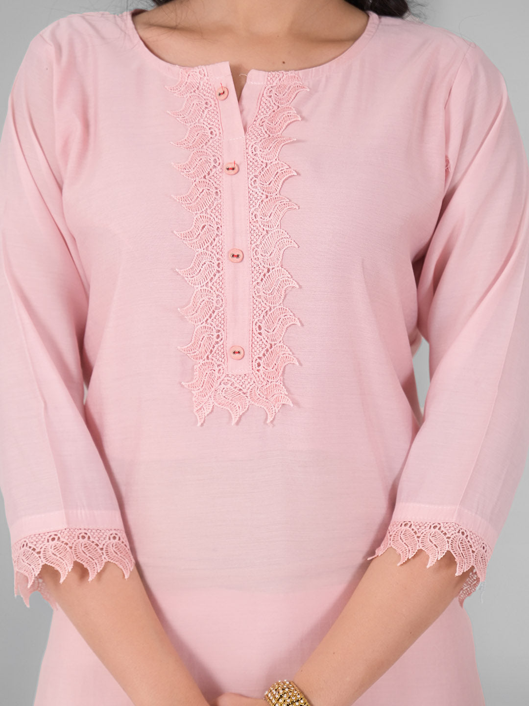 Printed Cotton Blend Kurta With Pants &amp; Dupatta