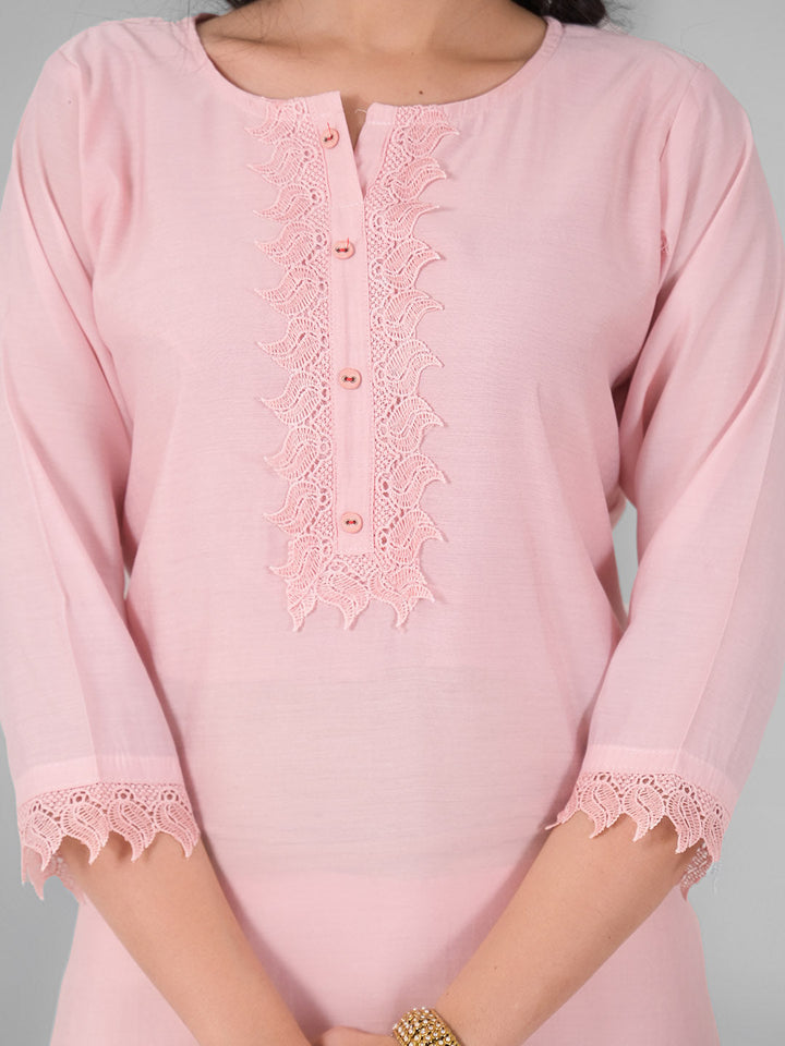 Printed Cotton Blend Kurta With Pants &amp; Dupatta