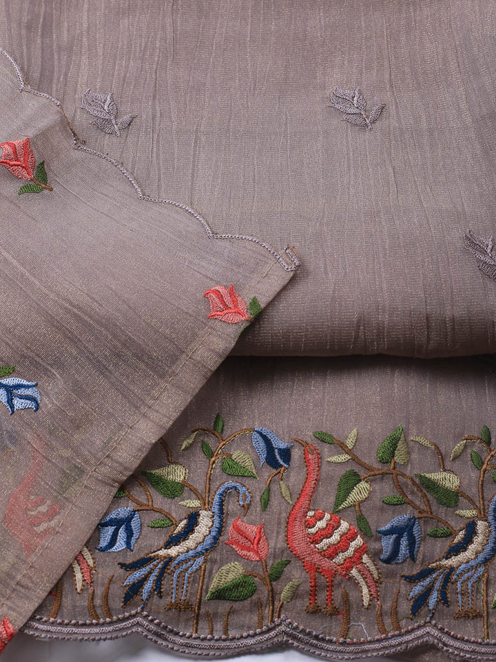 Neck Embroidery Tissue Unstitched Suit With Dupatta