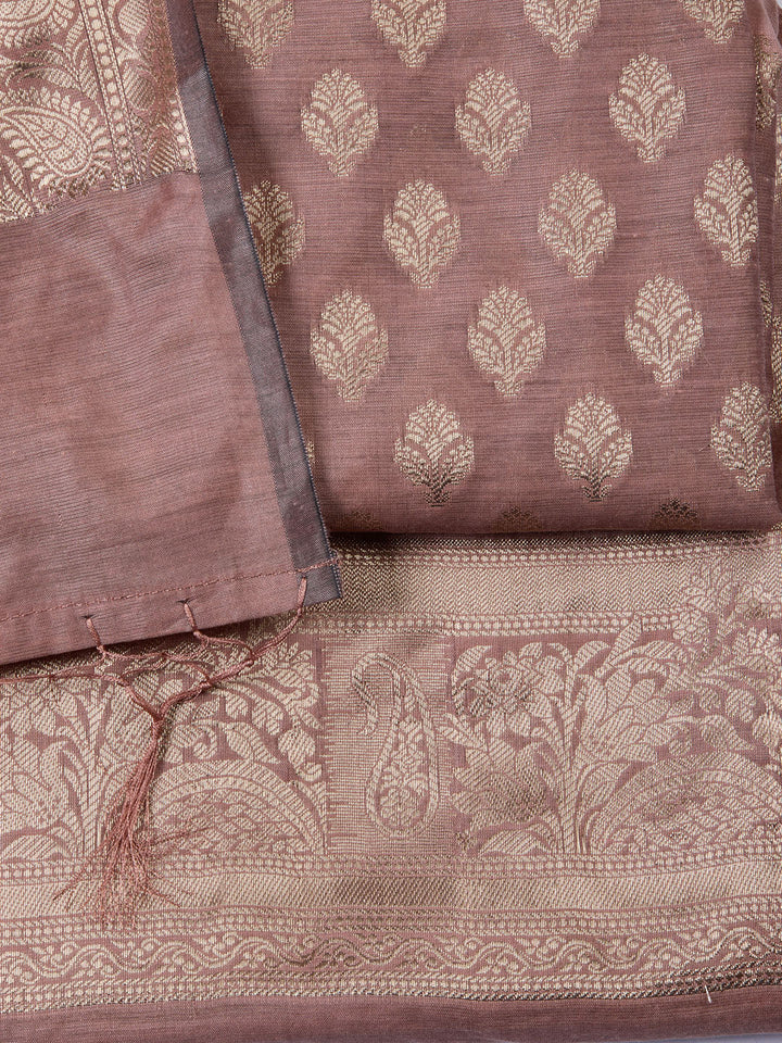 Woven Chanderi Unstitched Suit With Dupatta
