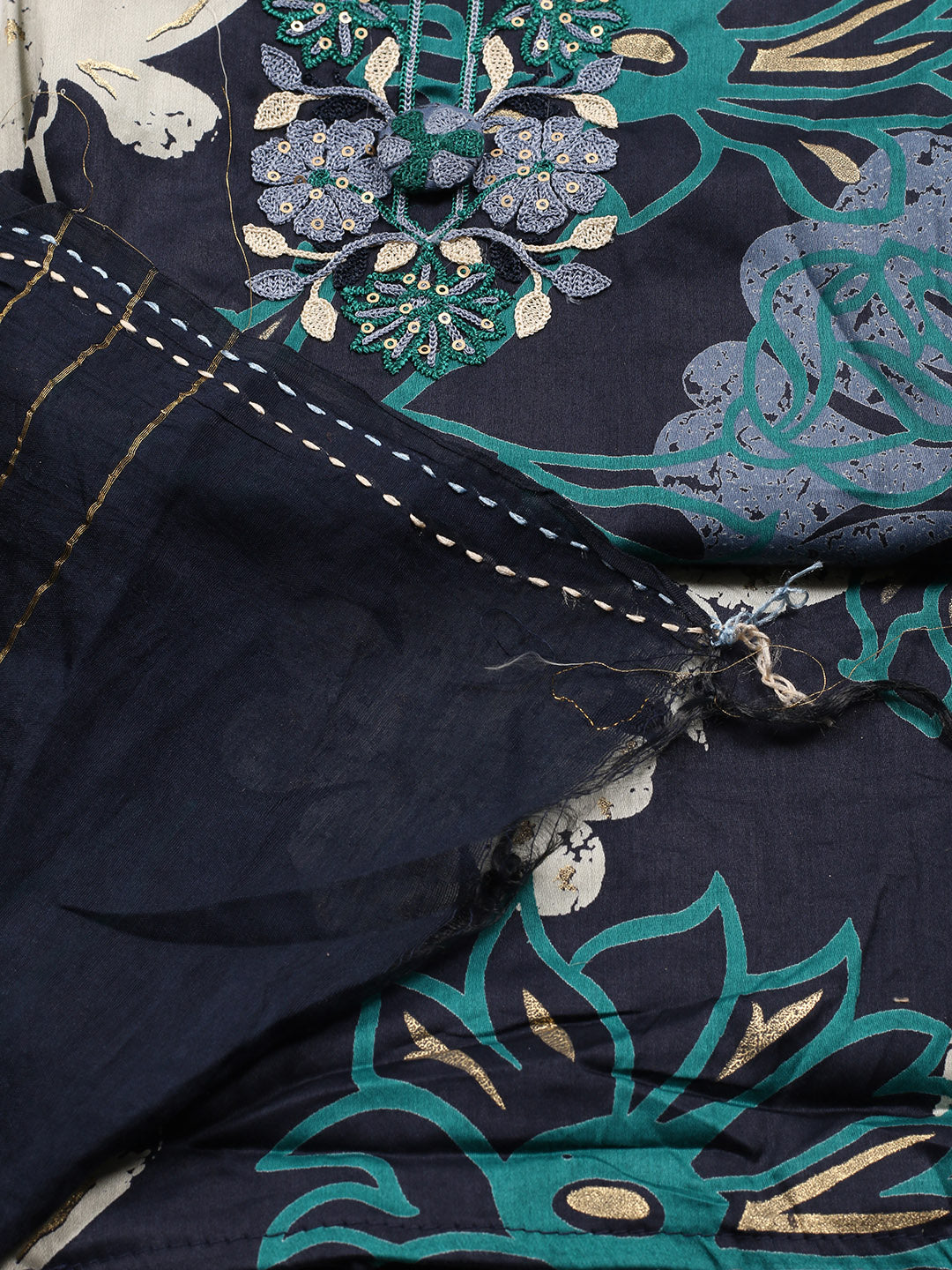 Neck Embroidered Cotton Blend Unstitched Suit With Dupatta