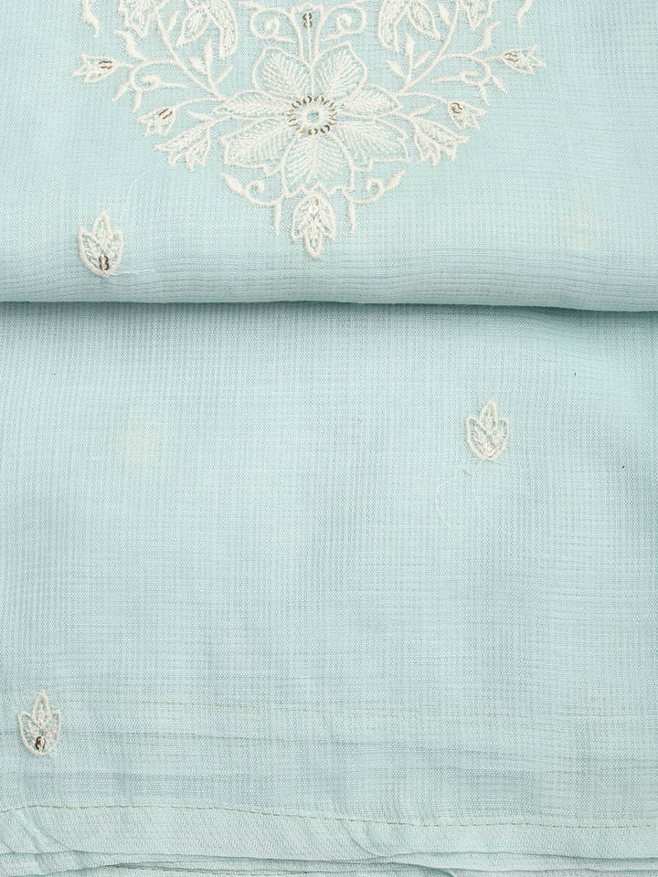 Neck Embroidered Cotton Blend Unstitched Suit With Dupatta