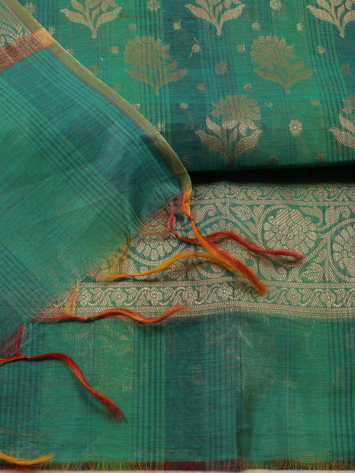 Woven Chanderi Unstitched Suit With Dupatta