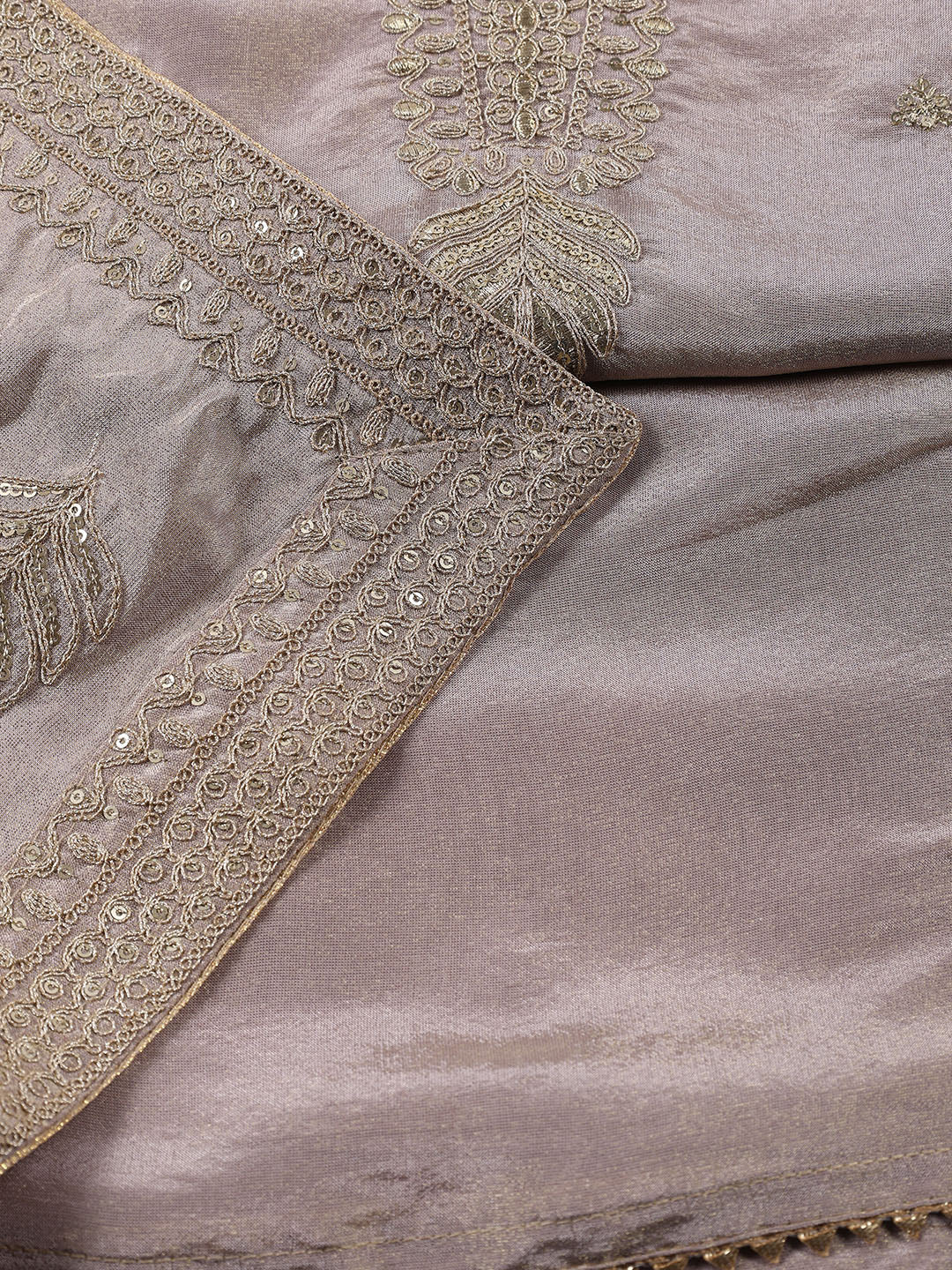 Neck Embroidered Tissue Unstitched Suit With Dupatta