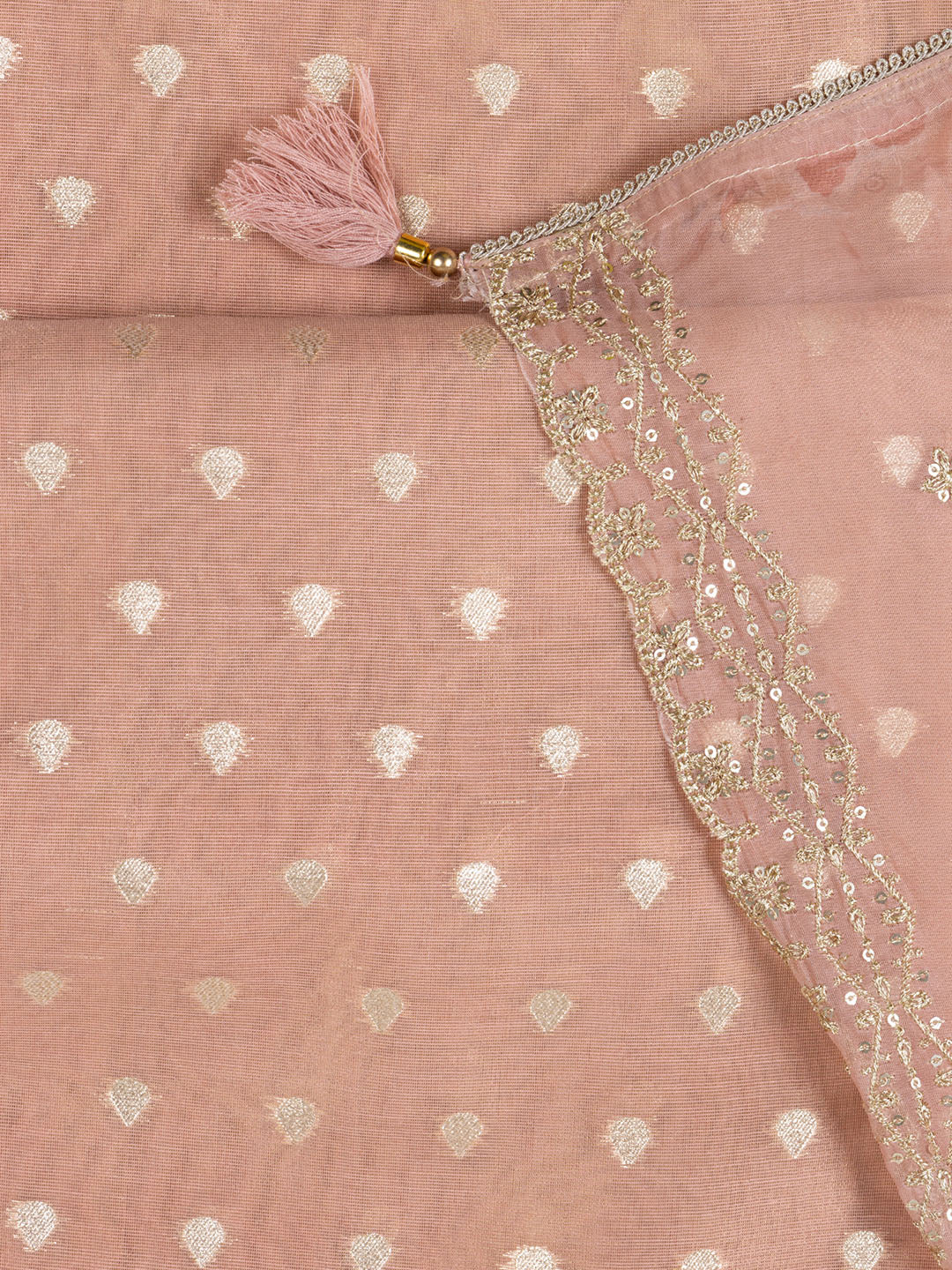 Neck Embroidered Tissue Unstitched Suit Piece With Dupatta