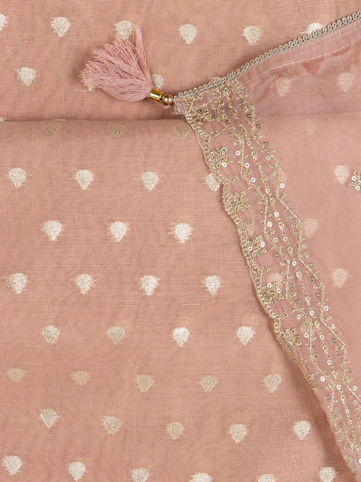 Neck Embroidered Tissue Unstitched Suit Piece With Dupatta