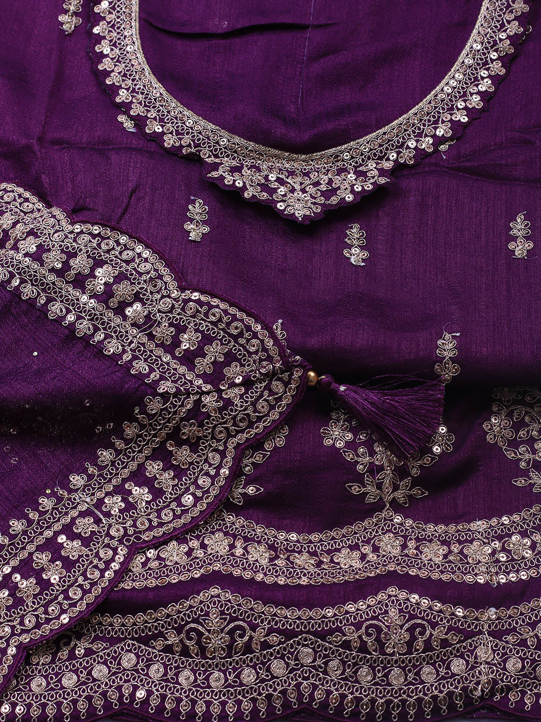 Sequence Art Silk Unstitched Suit Piece With Dupatta