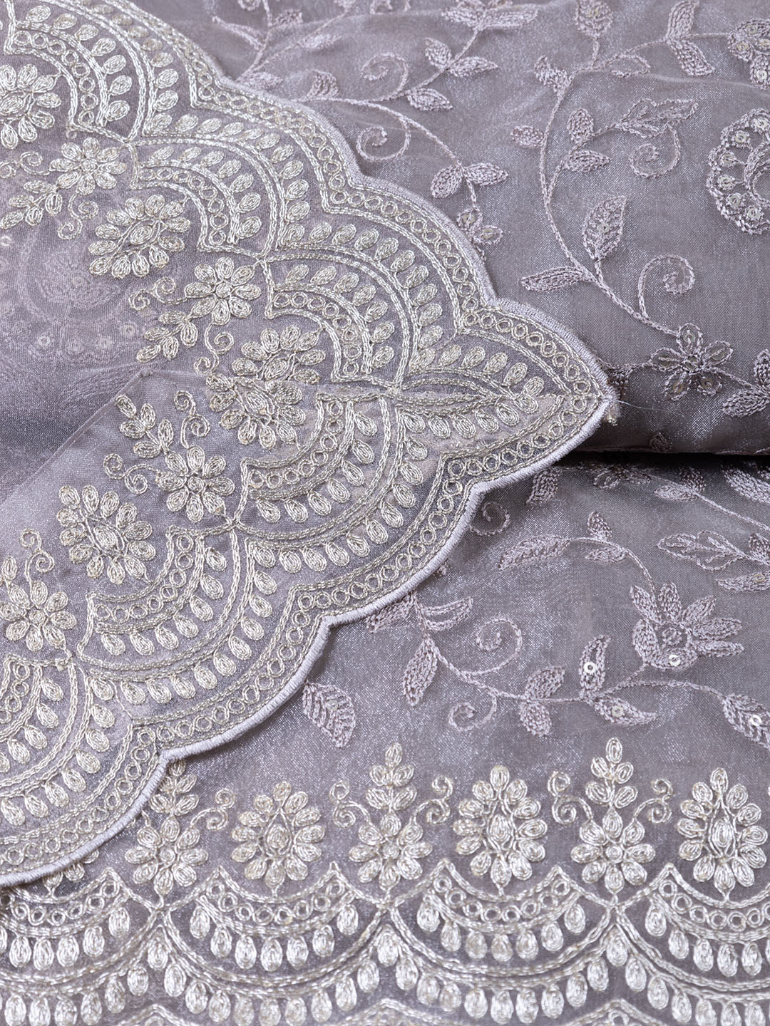 Embroidered Organza Unstitched Suit With Dupatta