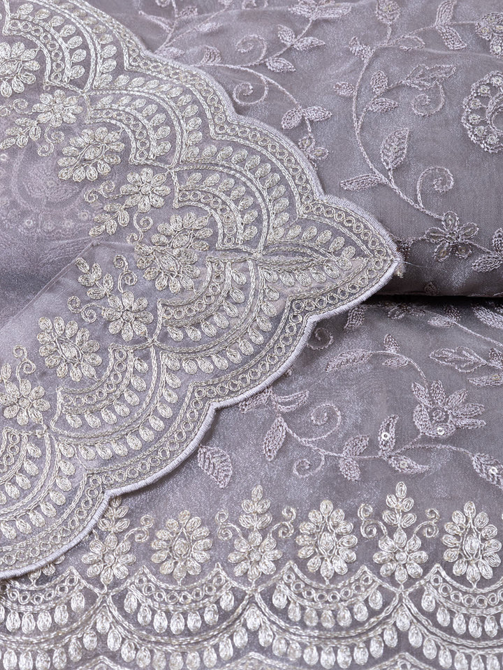 Embroidered Organza Unstitched Suit With Dupatta