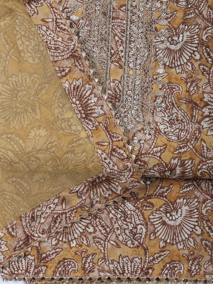 Neck Embroidered Cotton Blend Unstitched Suit With Dupatta