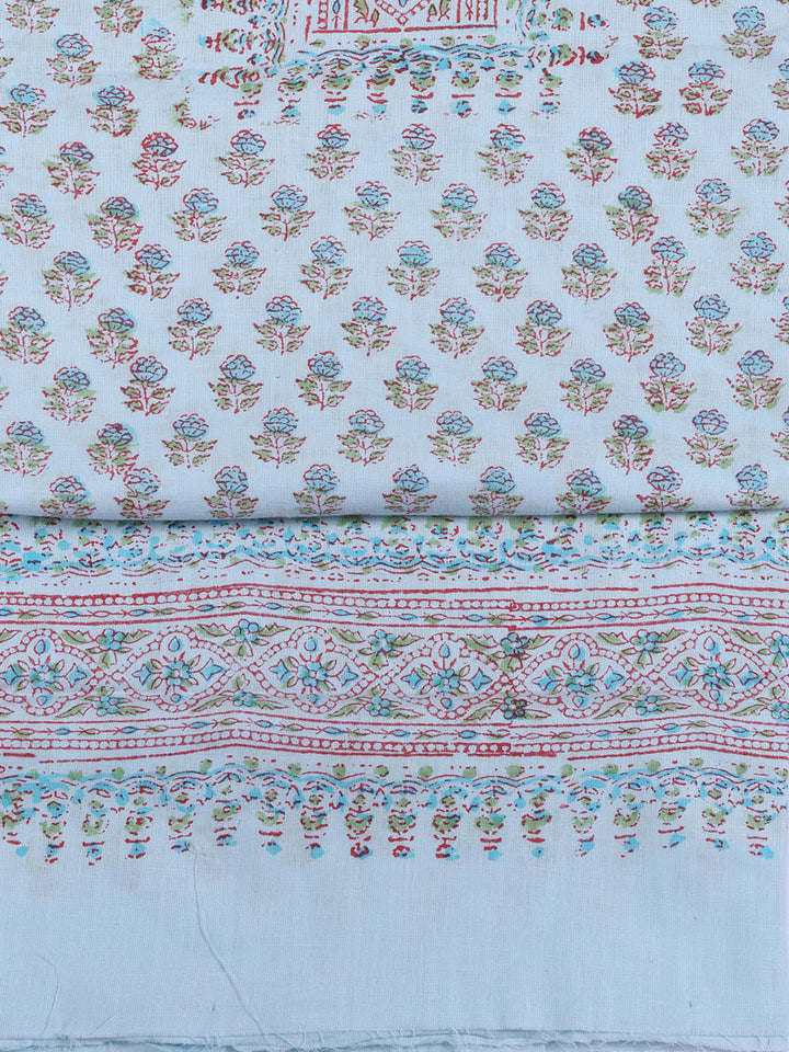 Neck Work Cotton Blend Unstitched Suit With Dupatta