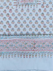 Neck Work Cotton Blend Unstitched Suit With Dupatta