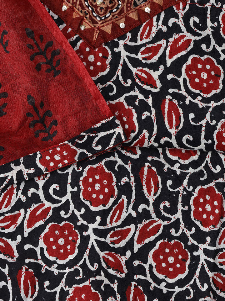 Printed Cotton Blend Unstitched Suit With Dupatta