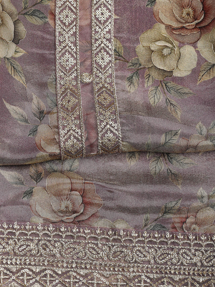 Patch Neck Art Silk Unstitched Suit With Dupatta