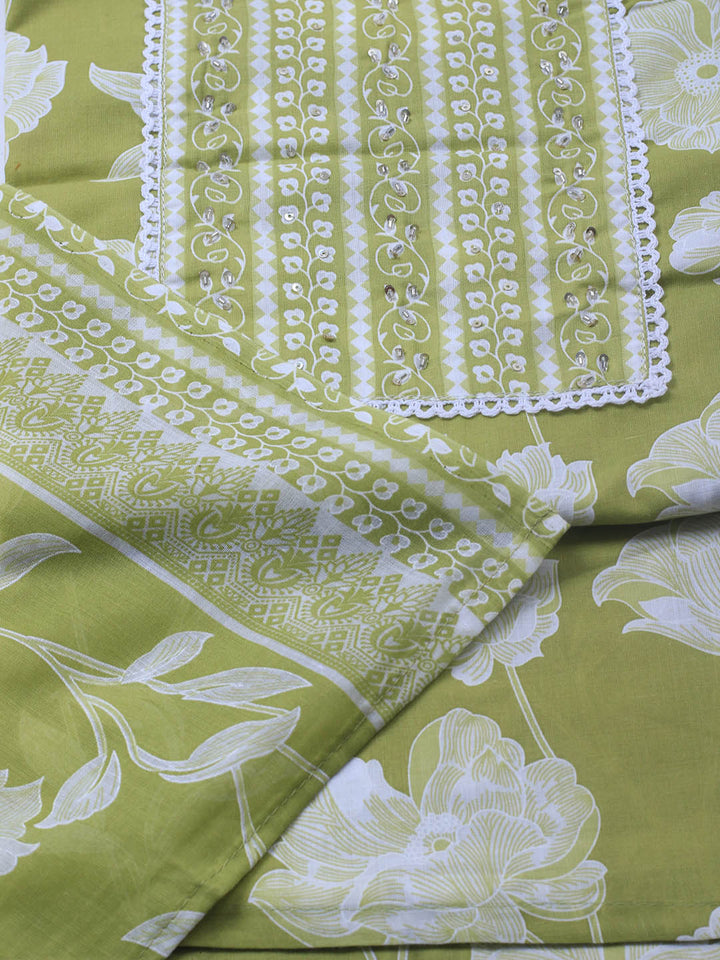 Printed Cotton Blend Unstitched Suit With Dupatta