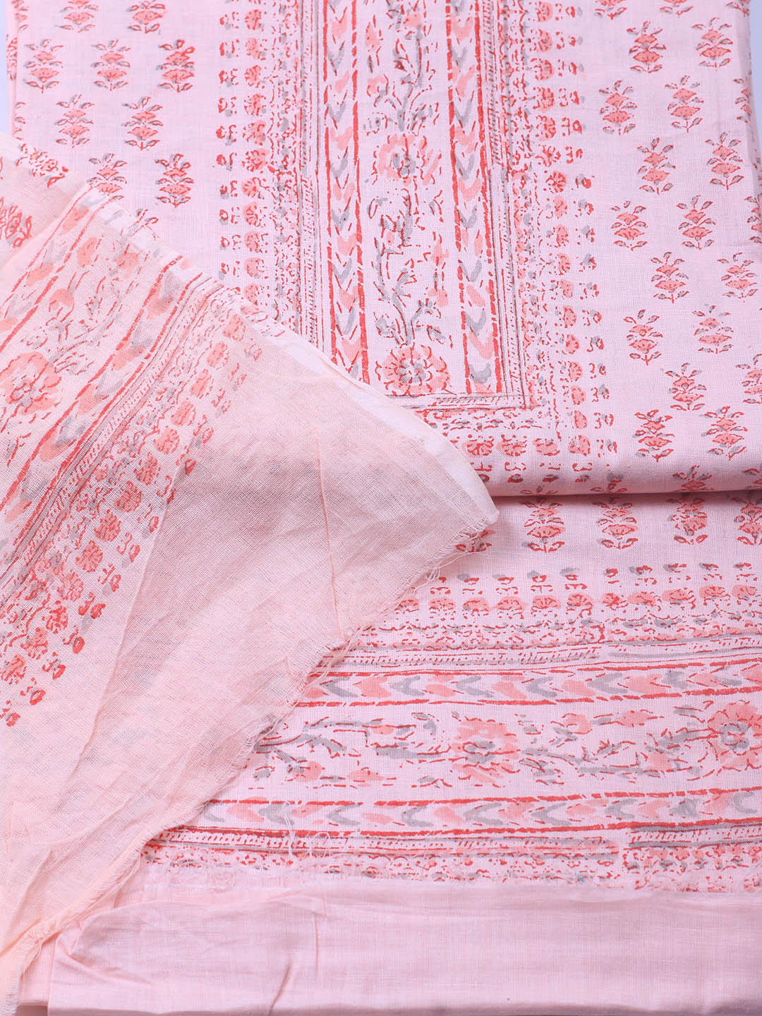 Printed Cotton Blend Unstitched Suit Piece With Dupatta