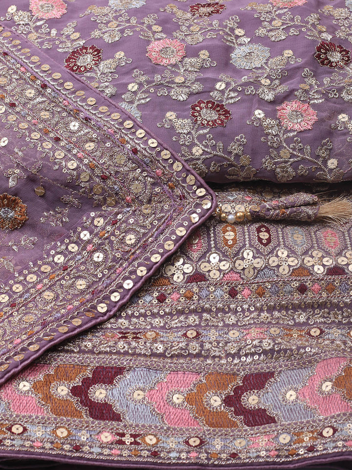 Embroidered Georgette Unstitched Suit Piece With Dupatta