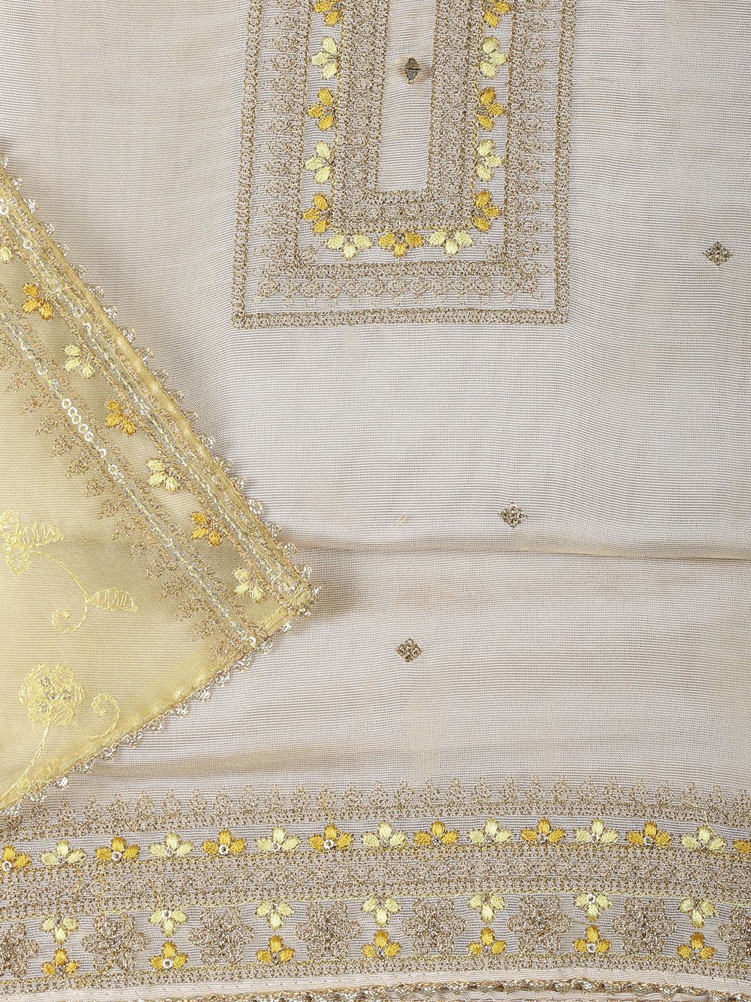 Neck Embroidery Tissue Unstitched Suit With Dupatta