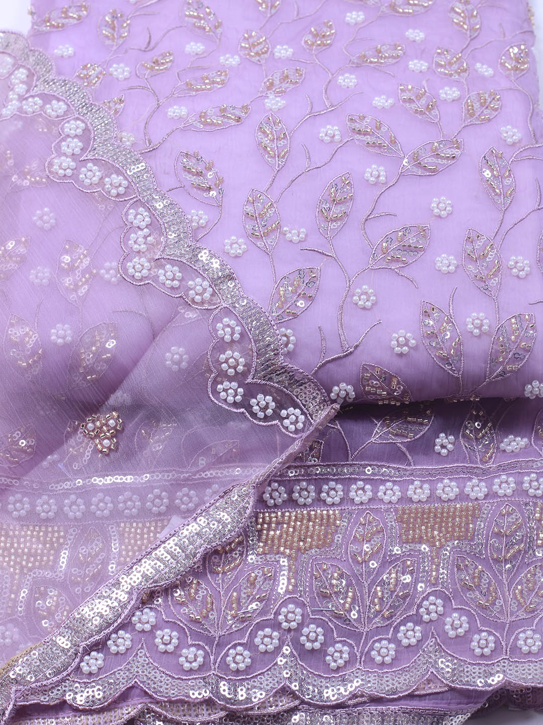 Embroidered Chiffon Unstitched Suit With Dupatta