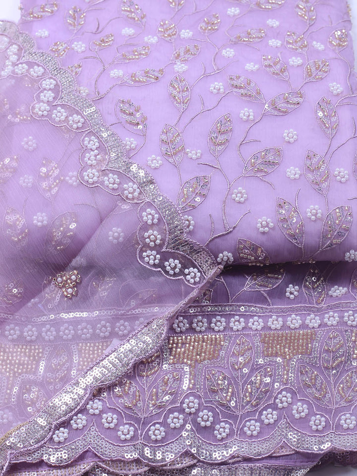Embroidered Chiffon Unstitched Suit With Dupatta