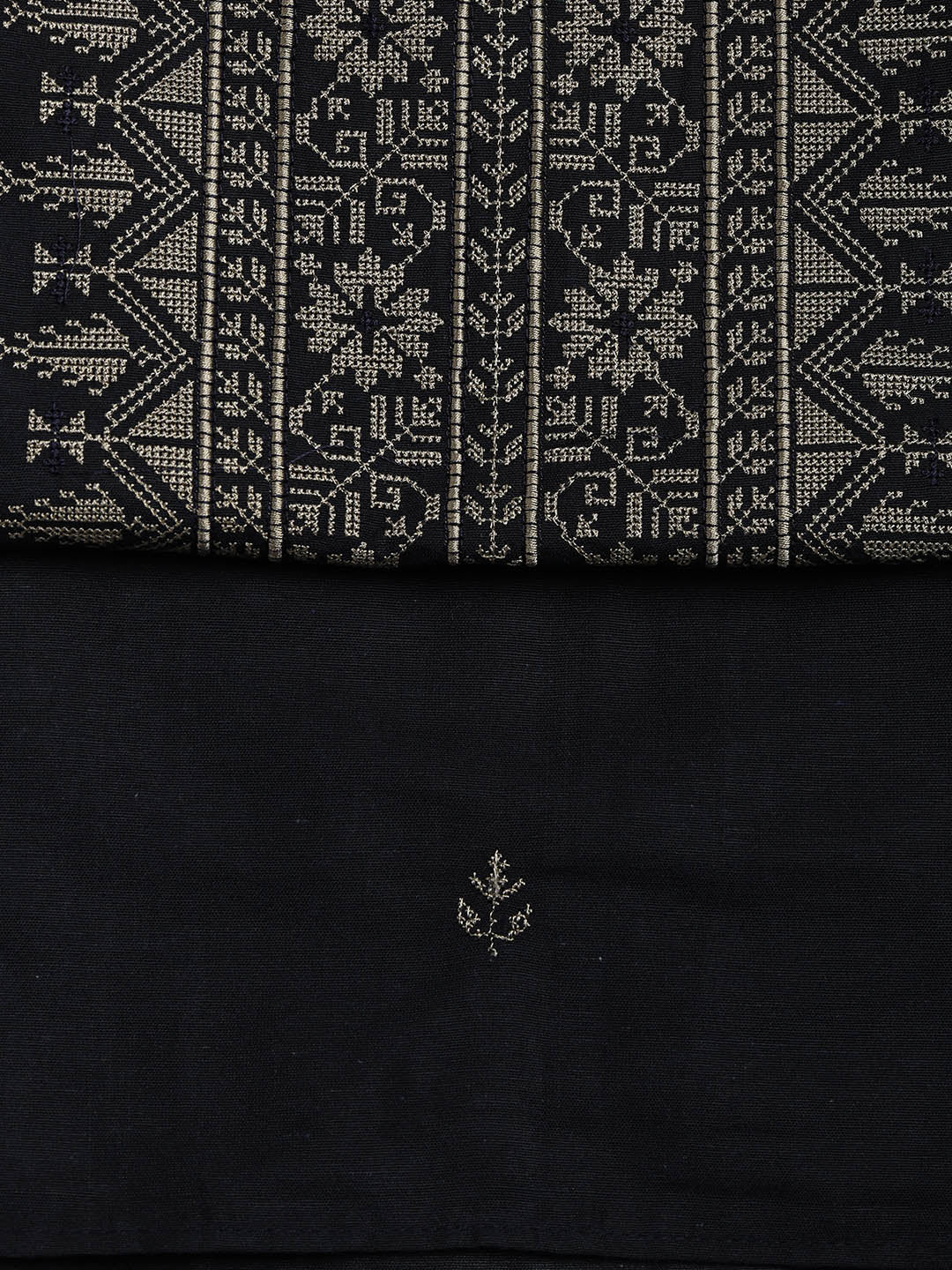 Embroidered Cotton Blend Unstitched Suit Piece With Dupatta