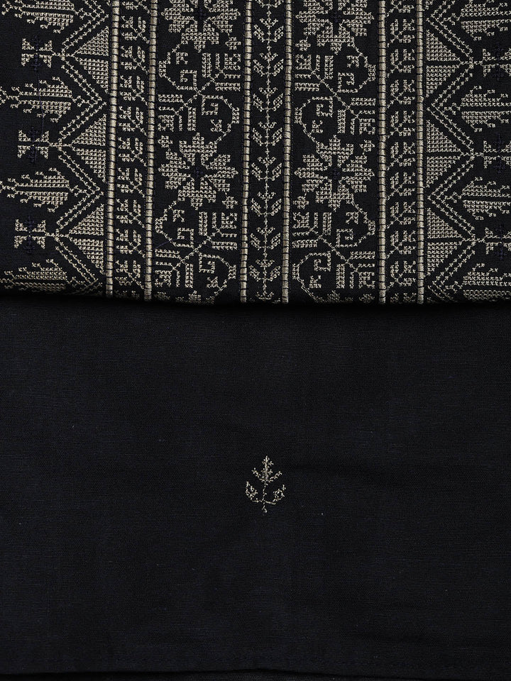 Embroidered Cotton Blend Unstitched Suit Piece With Dupatta