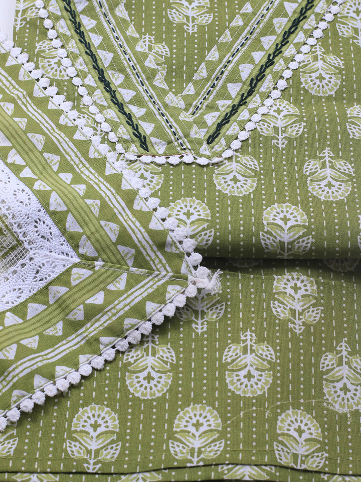 Printed Cotton Blend Unstitched Suit With Dupatta