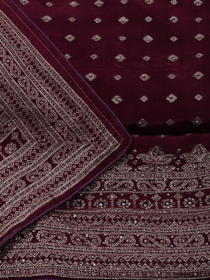 Woven Art Silk Unstitched Suit Piece With Dupatta