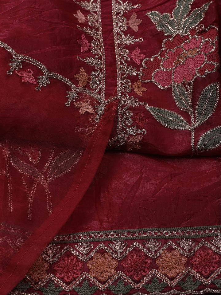 Neck Embroidery Tissue Unstitched Suit With Dupatta