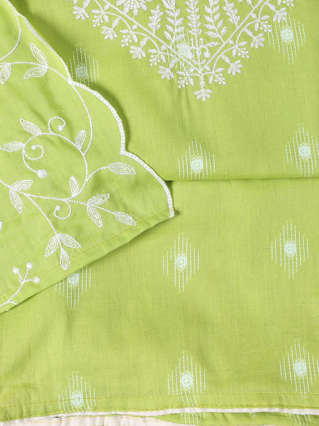 Neck Embroidered Cotton Blend Unstitched Suit Piece With Dupatta