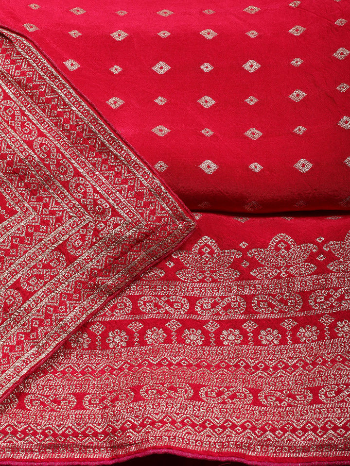 Woven Chanderi Unstitched Suit Piece With Dupatta