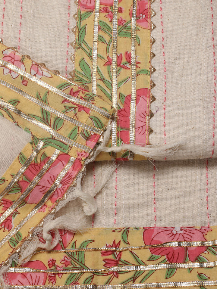 Neck Patti Cotton Blend Unstitched Suit Piece With Dupatta