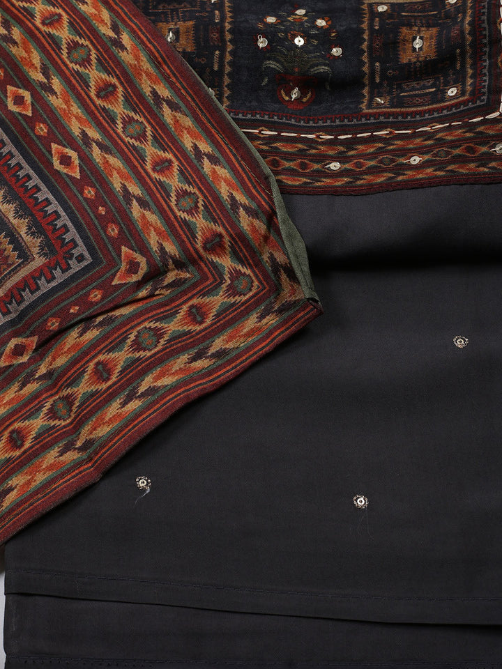 Printed Chanderi Unstitched Suit Piece With Dupatta