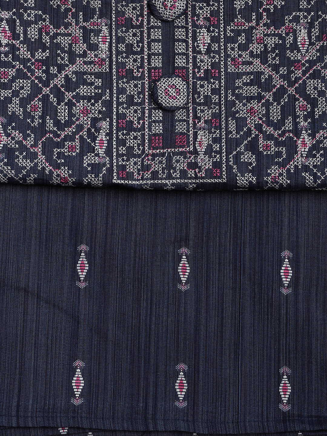 Embroidered Cotton Blend Unstitched Suit Piece With Dupatta