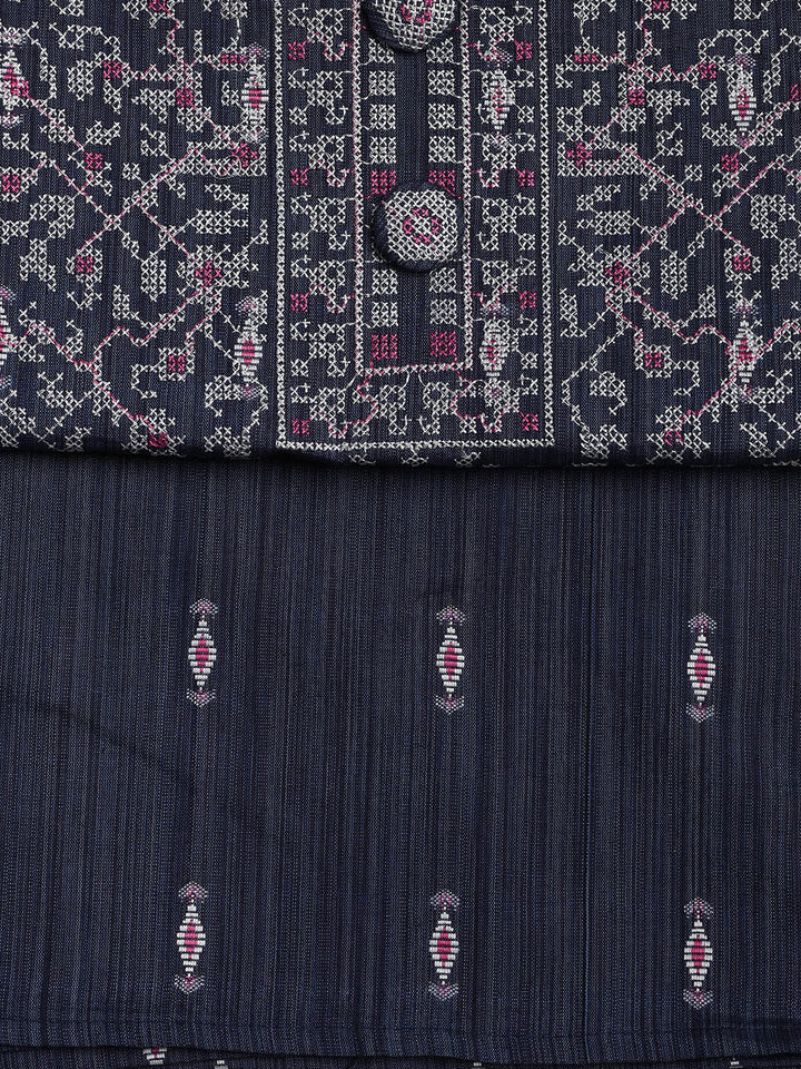 Embroidered Cotton Blend Unstitched Suit Piece With Dupatta