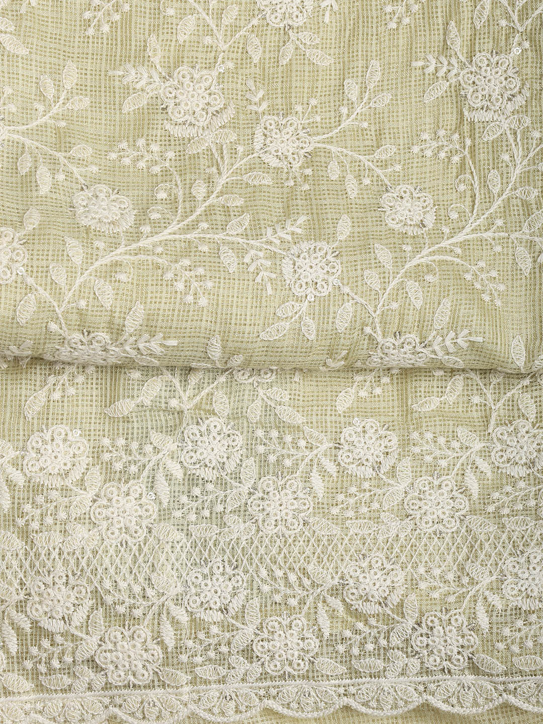 Embroidered Cotton Blend Unstitched Suit Piece With Dupatta